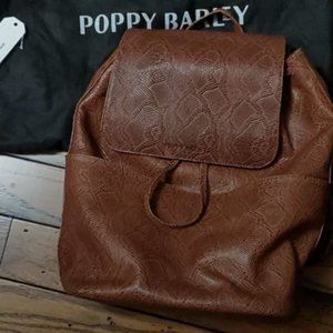 Poppy Barley - Brown Snakeskin Leather Backpack